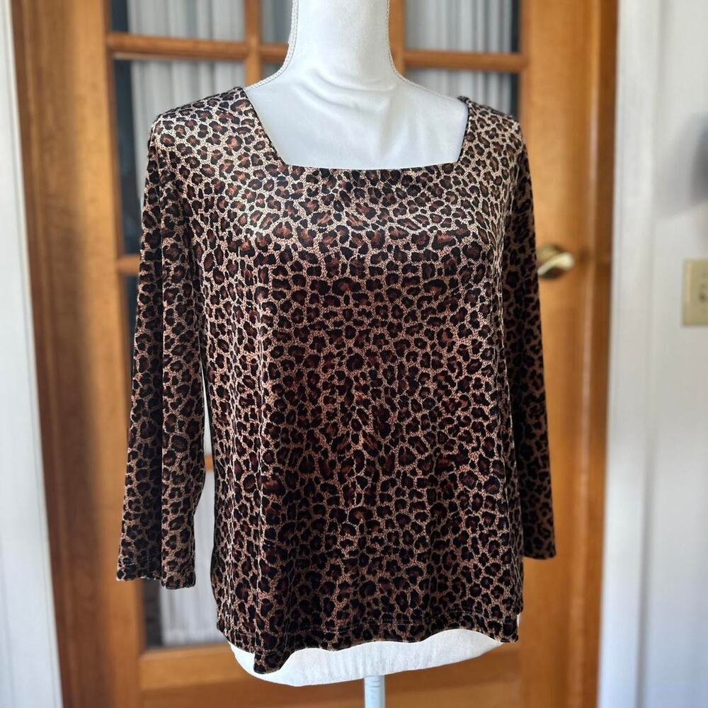 Vintage Y2K Square neck Leopard Animal Print Top Size L